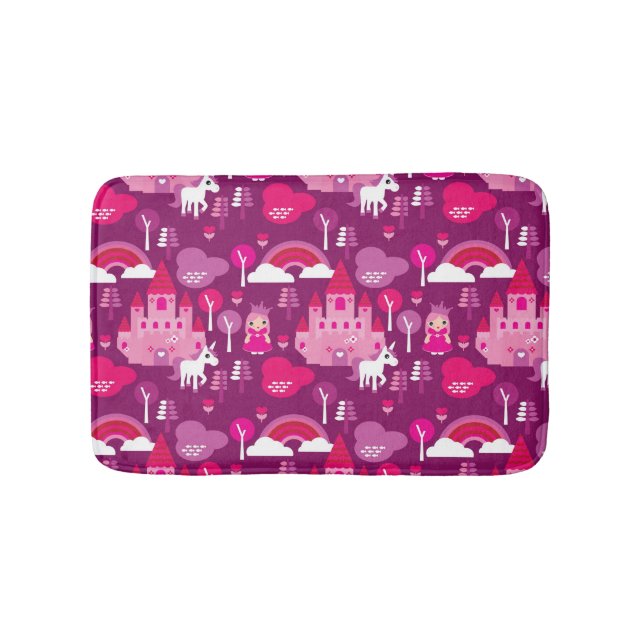 princess castle and unicorn rainbow bath mat (Front)