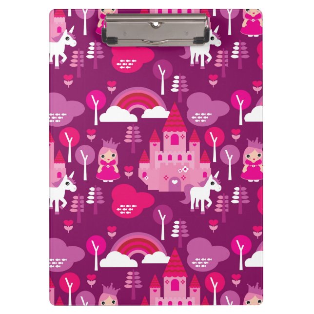 princess castle and unicorn rainbow clipboard (Front)