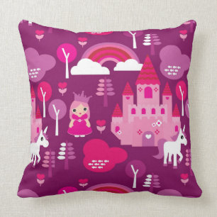 princess castle and unicorn rainbow cushion