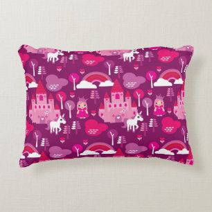 princess castle and unicorn rainbow decorative cushion