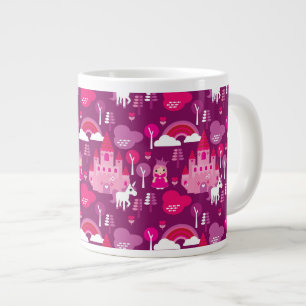 princess castle and unicorn rainbow large coffee mug