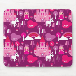 princess castle and unicorn rainbow mouse pad