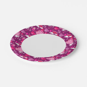 princess castle and unicorn rainbow paper plate