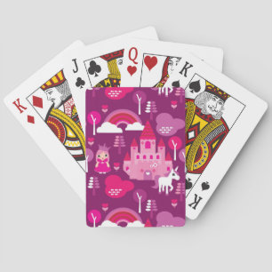 princess castle and unicorn rainbow playing cards