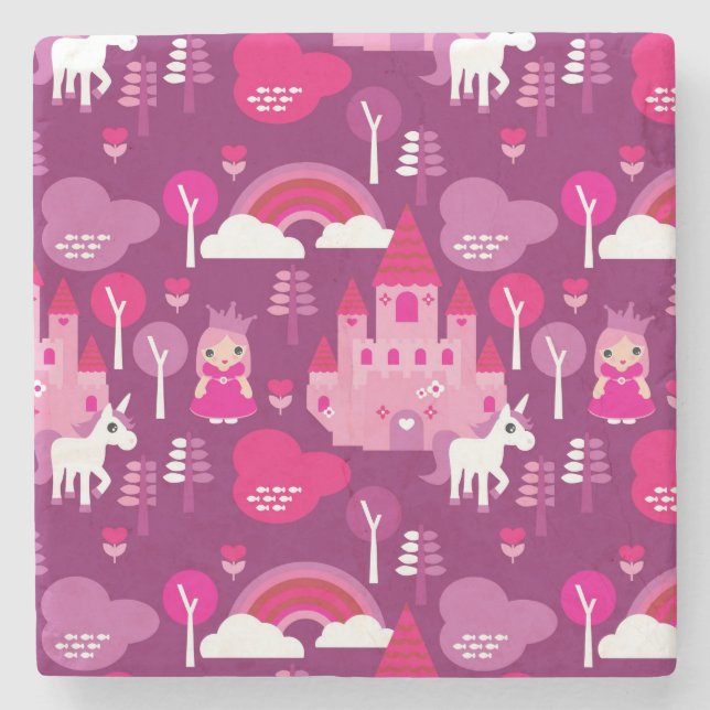 princess castle and unicorn rainbow stone coaster (Front)