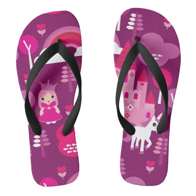 princess castle and unicorn rainbow thongs (Footbed)