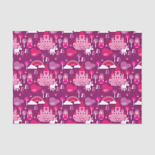 princess castle and unicorn rainbow tissue paper (Front)
