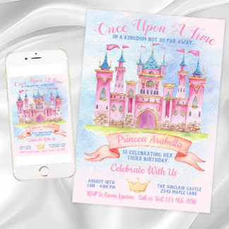 Princess Castle Any Number Princess Birthday Party Invitation