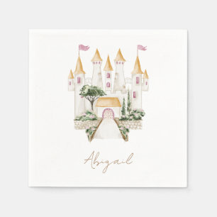 Princess Castle Baby Shower Gold Text Napkin
