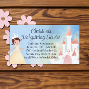 Princess Castle Babysitter Daycare Childrens Party Business Card