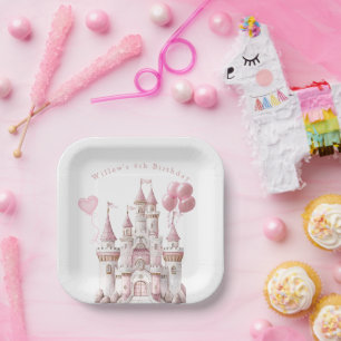 Princess Castle Balloons Paper Plate