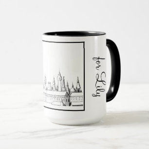 Princess Castle Black and White #2 Ringer 15oz Mug