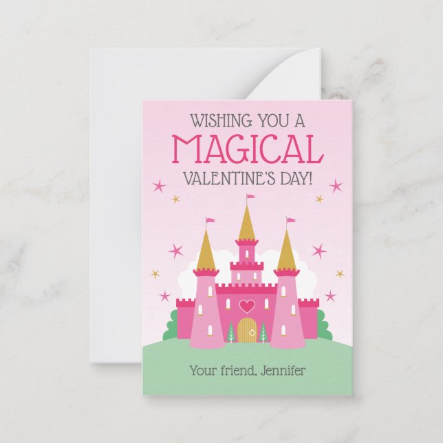Princess Castle Classroom Valentine Cards for Kids (Front)