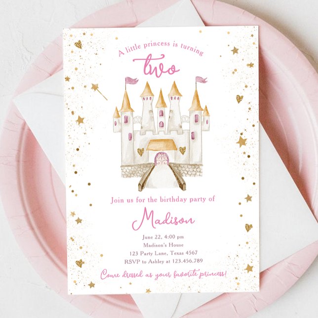 Princess Castle Magical Girl 2nd Second Birthday Invitation (Creator Uploaded)