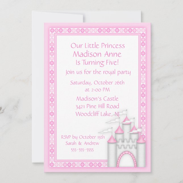 Princess Castle Party Invitation (Front)