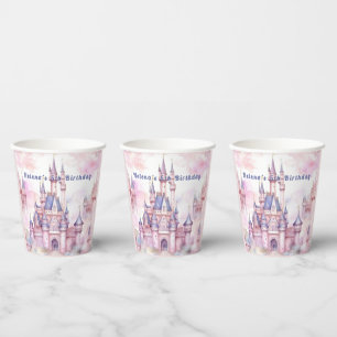 Princess Castle Pink Purple Paper Cups
