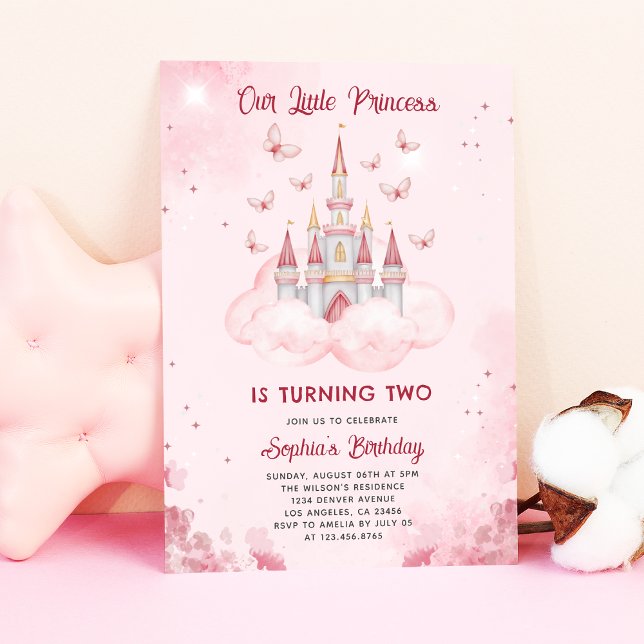 Princess Castle | Pink Watercolor Girl Birthday Invitation (Creator Uploaded)