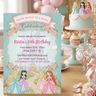 Princess Castle Royal 10th Birthday Party Invitation