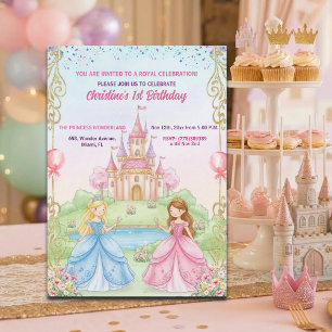 Princess Castle Royal 1st Birthday Party Invitation