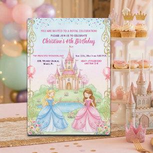 Princess Castle Royal 4th Birthday Party Invitation