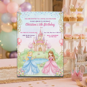 Princess Castle Royal 5th Birthday Party Invitation