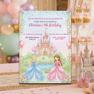 Princess Castle Royal 7th Birthday Party Invitation
