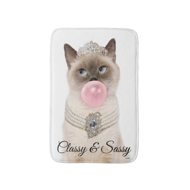 Princess Cat Blowing Bubble Gum Bath Mat (Front Vertical)