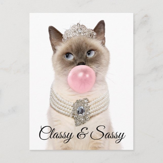 Princess Cat Blowing Bubble Gum Invitation Postcard (Front)