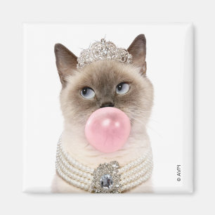 Princess Cat Blowing Bubble Gum Magnet