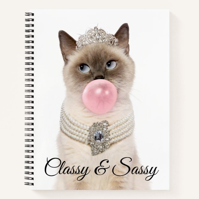 Princess Cat Blowing Bubble Gum Notebook (Front)
