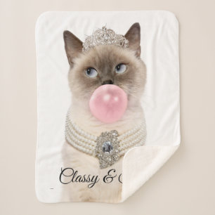 Princess Cat Blowing Bubble Gum Sherpa Blanket