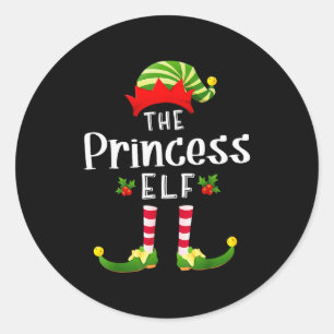 Princess Christmas Elf Matching Pajama X-mas Party Classic Round Sticker