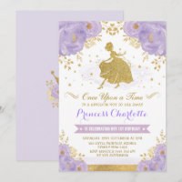 Princess Cinderella Purple Gold Floral Birthday