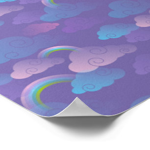 Princess Cloudy Sky Purple Blue Clouds Unicorn Poster