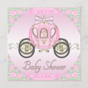 Princess Coach and Roses Pink Baby Shower Invitation