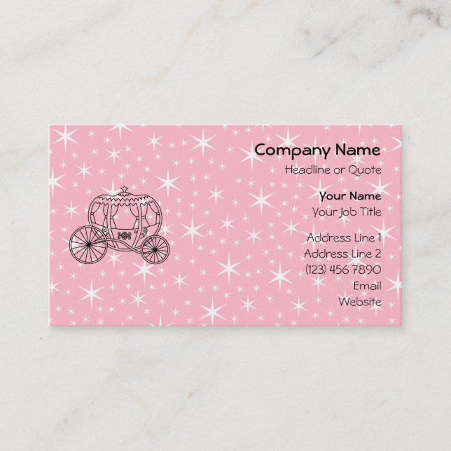Princess Coach Design in Black and Pink. Business Card (Front)