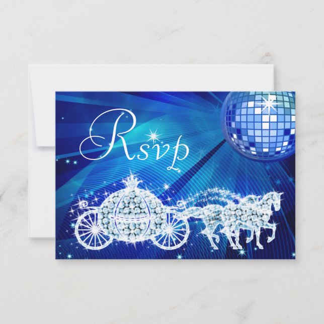 Princess Coach & Horses & Disco Ball RSVP (Front)