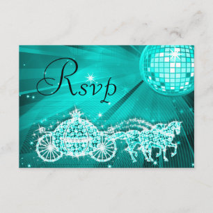 Princess Coach & Horses & Disco Ball RSVP Card