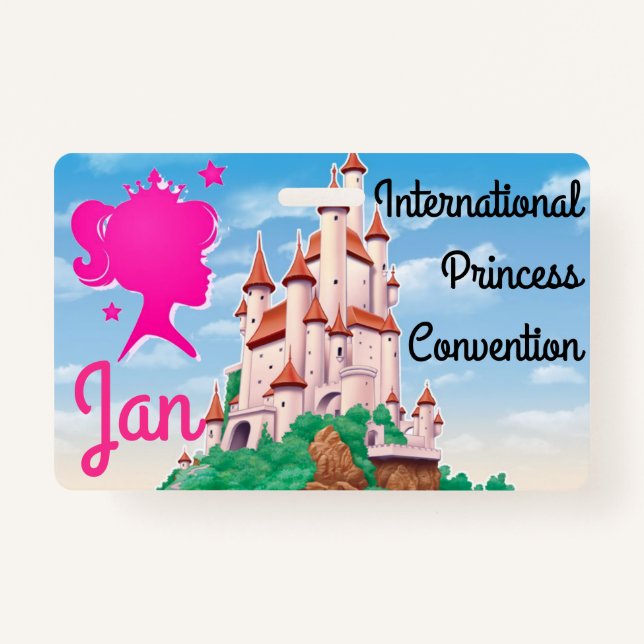 Princess Convention Badge Personalise Party Favour ID Badge (Front)