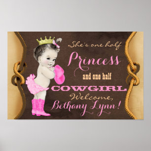 Princess Cowgirl Baby Shower Banner Poster