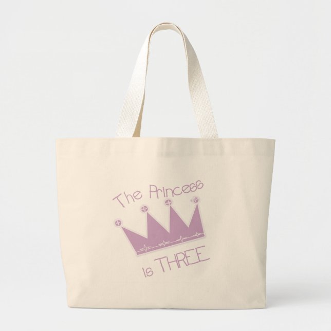 Princess Crown 3rd Birthday Tshirts and Gifts Large Tote Bag (Front)