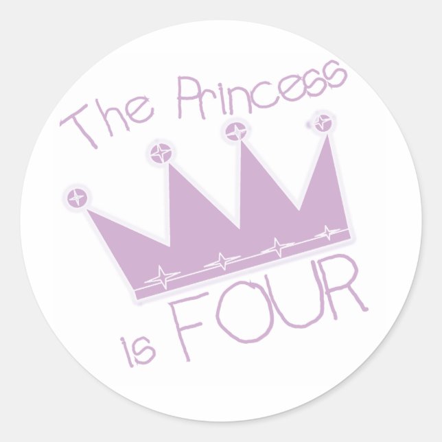 Princess Crown 4th Birthday Tshirts Classic Round Sticker (Front)