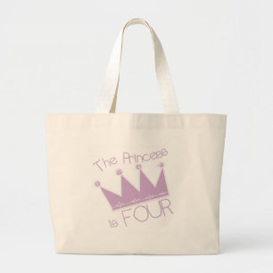 Princess Crown 4th Birthday Tshirts Large Tote Bag