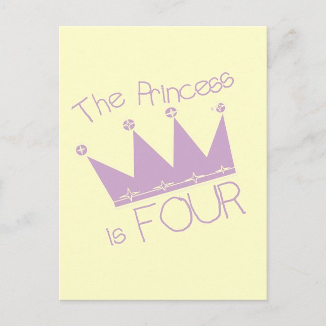 Princess Crown 4th Birthday Tshirts Postcard (Front)