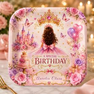 Princess Crown Birthday Paper Plate