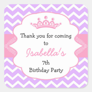 Princess Crown Birthday party favour stickers