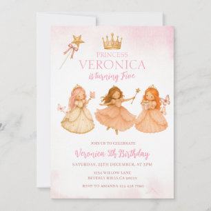 Princess Crown Butterfly Birthday Party Invitation