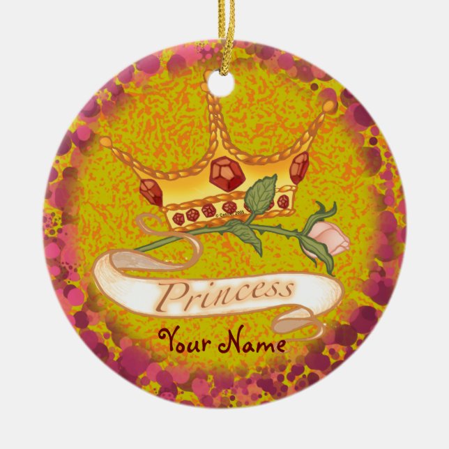 Princess Crown  Ceramic Tree Decoration (Front)