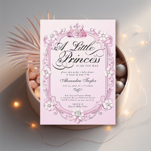 Princess Crown Diamonds Pearls Baby Girl Shower Invitation
