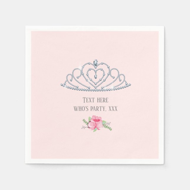 princess, crown, glitter crown, napkin (Front)